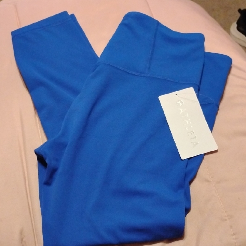 Athleta Blue Leggings with Wide Waistband